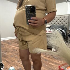 Tan Short Sleeve Lounge Set